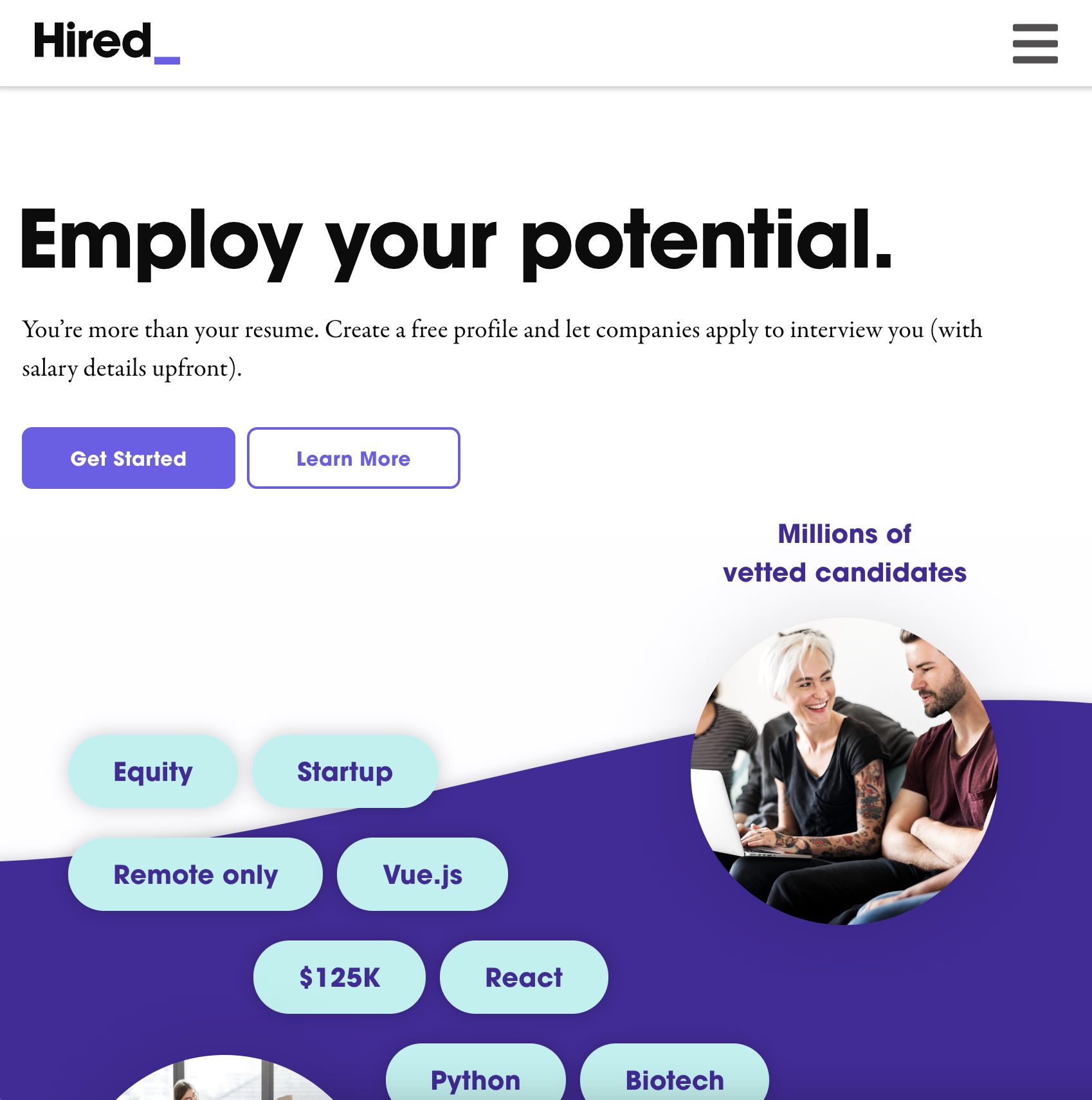 Hired.com Screenshot